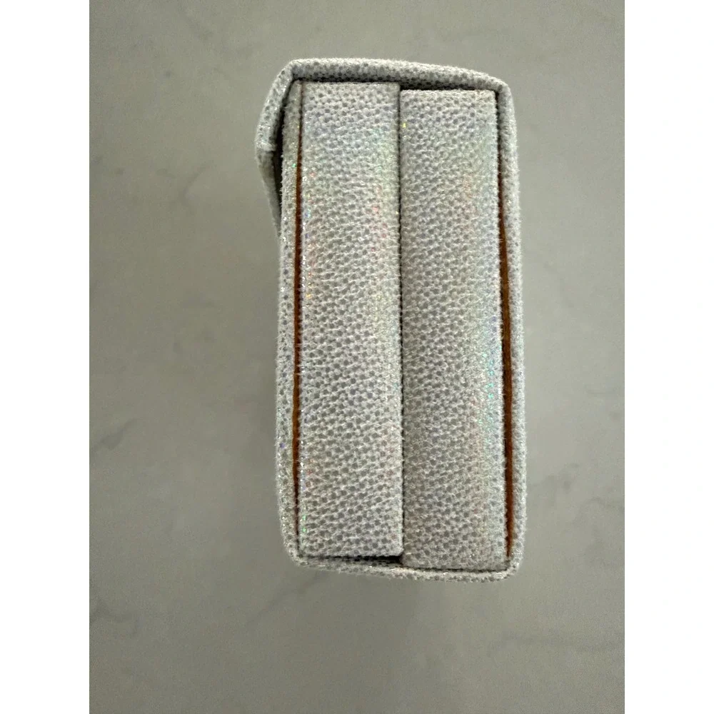 Nordstrom Silver Holographic Travel Jewelry‎ Organizer Box Grey Velvet Interior